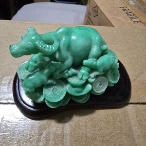 Green Jade-Like Water Buffalo Figurine